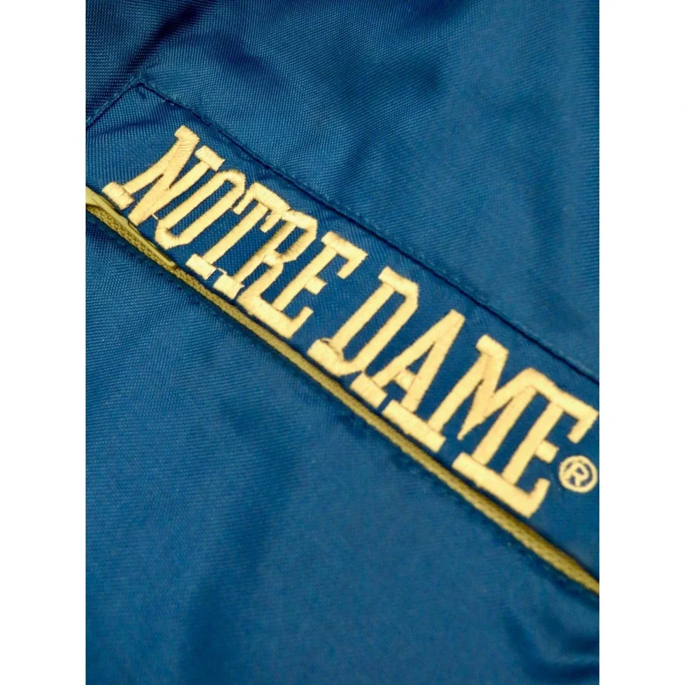 Vintage Notre Dame Pro Player Puffer Jacket Coat Fighting Irish 90s Blue SZ L